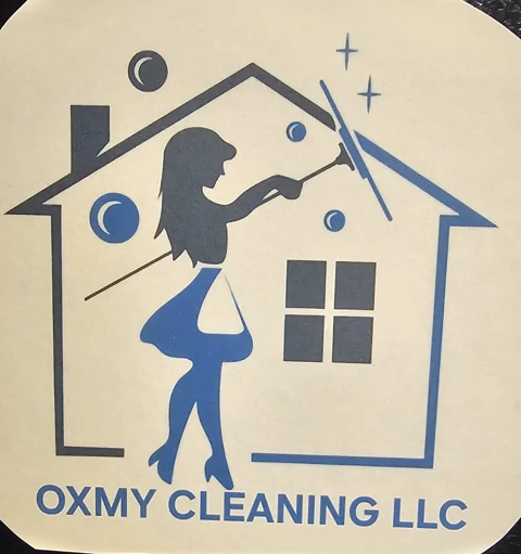 Oxmy Cleaning LLC’s house and cleaner logo
